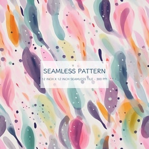 Abstract Joyful Blobs II Seamless Watercolor Pattern Digital Design Download, Digital Print, Seamless pattern, PNG, sublimation