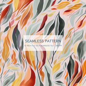 Abstract Autumn Leaves Seamless Watercolor Pattern Digital Design Download, Digital Print, Seamless watercolor pattern, PNG, sublimation