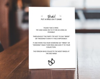 Minimalist Bridal Shower Game, Ring Game, Don’t Say Bride Game, Printable, Edit Digital Download