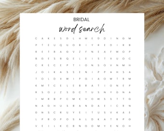 Bridal Shower Word Search Game, Minimalist Design, Editable Template (Digital Download)