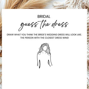 Bridal Guess The Dress, Draw the Dress Game, Modern Bridal Shower, Bridal Shower Games, Editable Digital Download, Canva Template