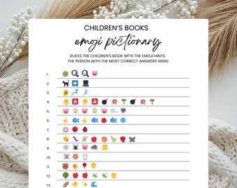 Juego de Pictionary con emojis para niños, actividad para baby shower, plantilla editable (descarga digital)