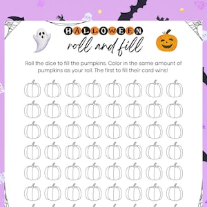Halloween Roll and Fill Game, Roll and Color, Roll and Cover Game, Halloween Games, Fall Games, Editable Digital Download, Canva Template