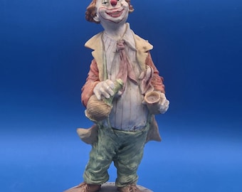 Vintage Signed Pucci Hobo Clown Figurine, Handcrafted Collectible Art Decor, Unique Gift for Clown Figurine Collectors