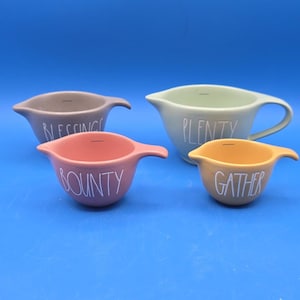 Tazas medidoras de otoño "Plenty" de Rae Dunn / Juego de cerámica para anidar / Decoración de cocina de Acción de Gracias / Utensilios para hornear de otoño de estilo rústico / Rae Dunn Fall
