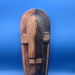 Vintage Hand Carved Wooden Ghana Wall Hanging Mask, Authentic African Tribal Decor, Unique Home Wall Art Gift