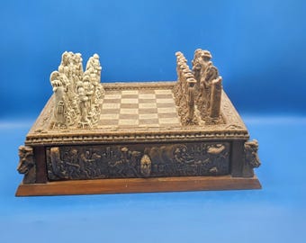 Antique Cowboy & Indian Chess Set – Western Theme Game Decor, Collectible Pieces