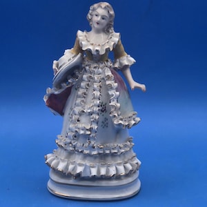 Vintage Meissan Style Victorian Porcelain Figure, Elegant Collectible Decor, Display Piece, Unique Gift for Collectors