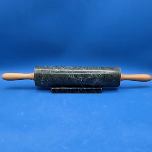 Vintage Green Granite Rolling Pin with Granite Holder: Baking Tool