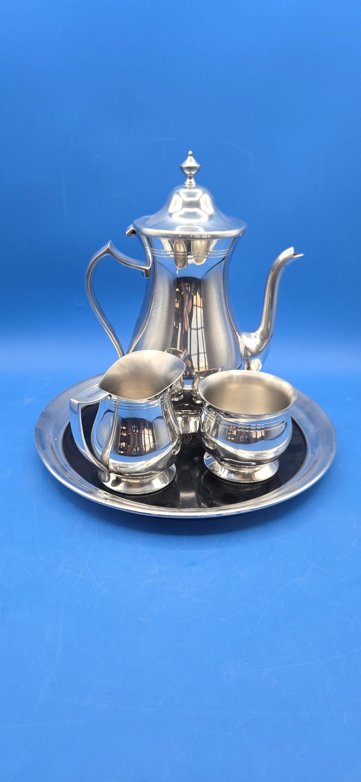 Vintage Jostens Pewter Tea Set, English Teapot With Creamer and
