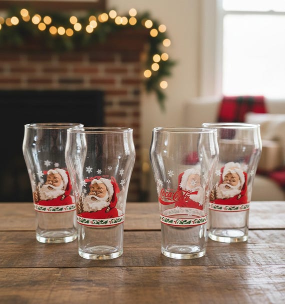 Vintage Coca Cola Santa Glasses Set, 1990s Holiday Collectible - Etsy
