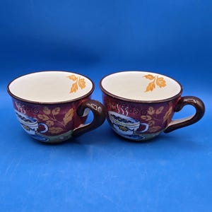 Vintage 20-Unzen-Espressotassen 2er-Set, große Keramikkaffeetassen für zu Hause oder im Café, perfektes Geschenk für Kaffeeliebhaber