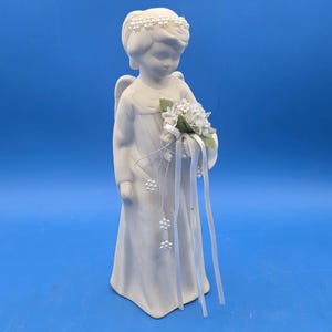 Vintage Lighted Bisque Angel Figurine 1990 | Porcelain Christmas Angel | Spiritual Night Light | Religious Decor | Angel Lamp