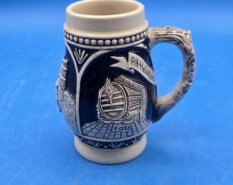 Vintage Egon Bay Heidelberg Beer Stein: Cobalt Blue West German Pottery