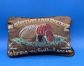 Vintage Burlap Football Pillow: Rustic Game Day Decor, Funny Gift