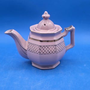 Vintage 1930s Pink and Gold Ceramic Teapot 5.5&quot; | Art Deco Teapot | Blush Pink Gilded Tea Pot | Elegant 1930s Tableware