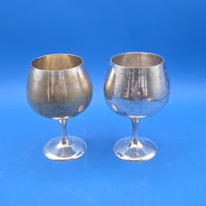 EPNS Wine Goblets Pair | Vintage Silver Plated Cups | Made in India | Engraved Chalices | Wedding Toasting Goblets | Barware Gift