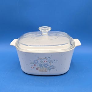 Vintage Corning Ware Country Cornflower 3 Quart Square Casserole Dish A-3-B with Pyrex Lid A-9-C | Retro Bakeware Kitchen