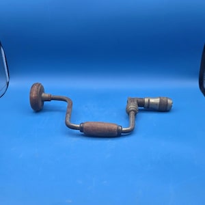 Antique Hand Drill Wood & Metal | Smooth Bearings | Vintage Manual Tool | Collectible Hand Crank Drill | Rustic Workshop Decor