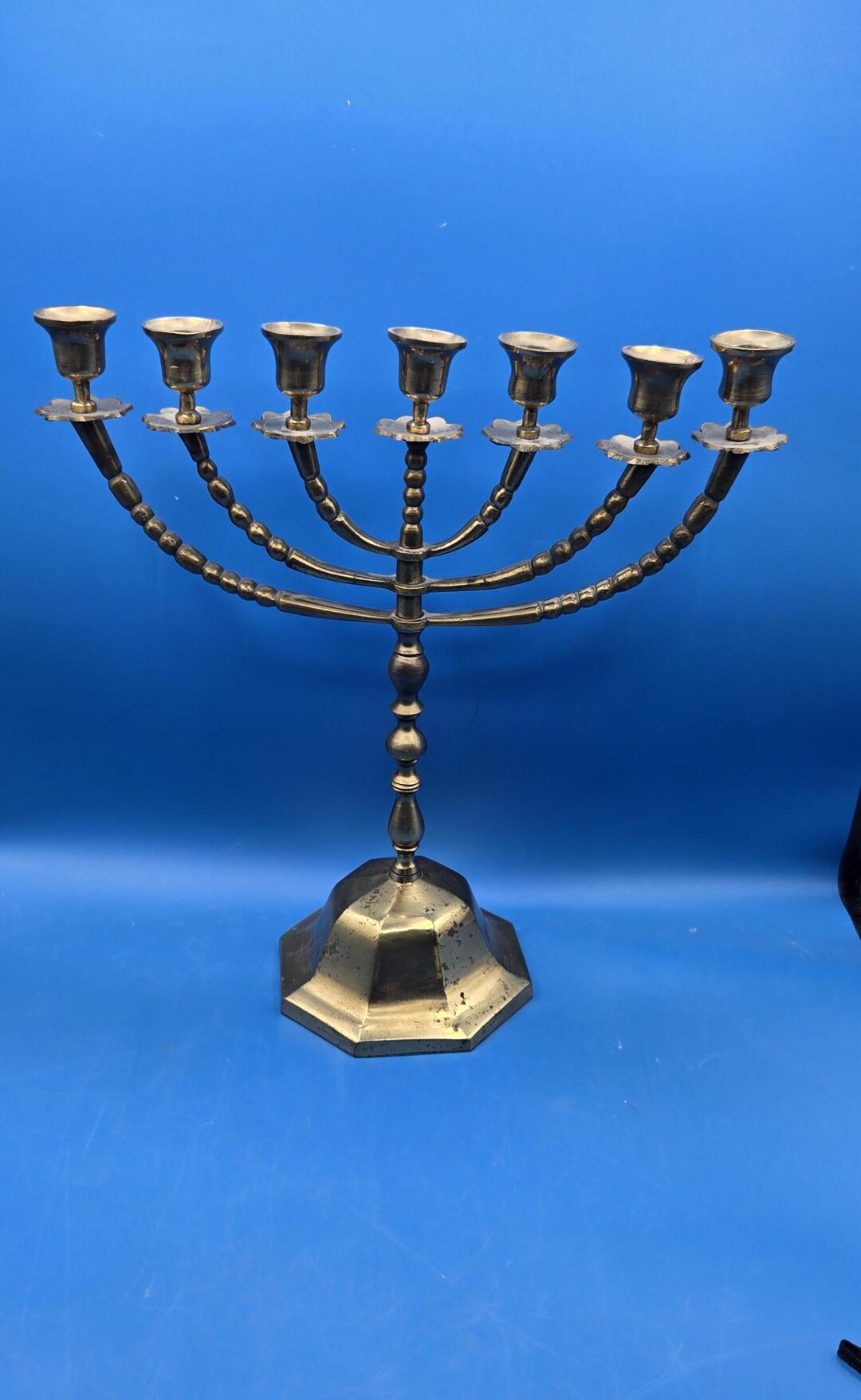 Menorah Vintage Israël - Hanukkah - Avec Tablettes Du Décalogue - Judaica