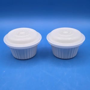 Lot de 2 tasses à crème anglaise Tupperware vintage, ustensiles de cuisine rétro flambant neufs, parfaits pour servir des desserts, cadeau unique pour les collectionneurs
