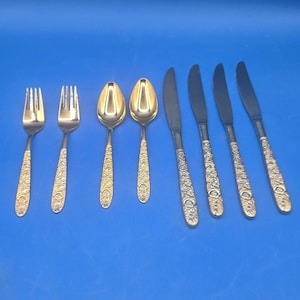 Vintage Flatware Set, Stanley Roberts Gold Electroplate Tableware
