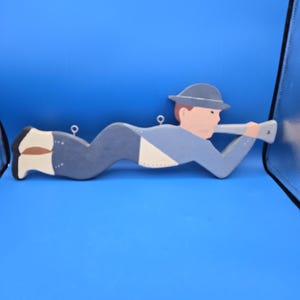 Vintage Bugle Boy Sign, Hand-Painted Rustic Wooden Decor