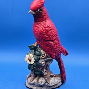 Vintage Christmas Cardinal Figurine, 10&quot; Hand Painted Bird Decor for Holiday Season Gift