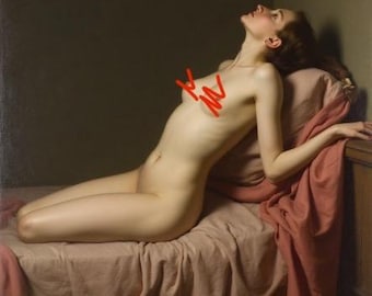AI-gegenereerde naaktkunst van een vrouw in oude stijl