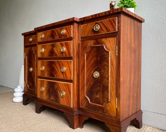 SOLD SOLD Rare Flame Mahogany Reprodux Small Bevan Funnell England Breakfront Sideboard