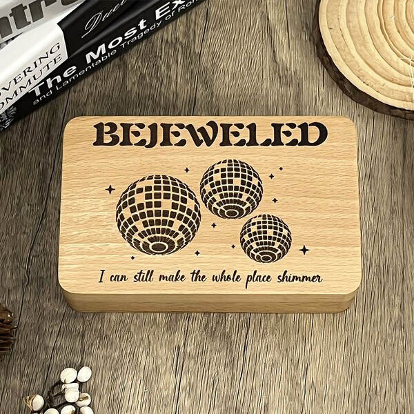 Taylor Swiftie Merch Jewelry Travel Case Wooden BEJEWELED, Midnight Album Swiftie Jewelry Travel Box, Bejeweled Whole Place Shimmer