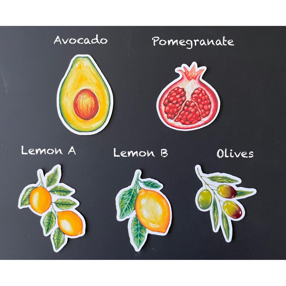 Avocado Sticker, Pomegranate Sticker, Lemon Sticker, Olives Sticker ...