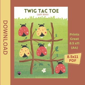 Enchanting Cottage Core Tic Tac Toe Instant PDF Download for Family Game Night | Twig Tac Toe  || 004-TWGTKTO