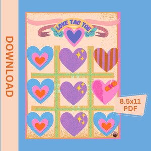 Valentine&#39;s Tic Tac Toe Printable Game | Fun and Romantic Activity for Couples | Perfect Gift for Valentine&#39;s or Family Game Night