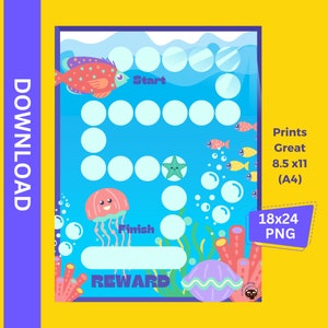PRINTABLE  |  Under the Sea Reward Chart for Kids  or Behavior Chart for Home and School || Ocean Treasure || 003-OCNTSR