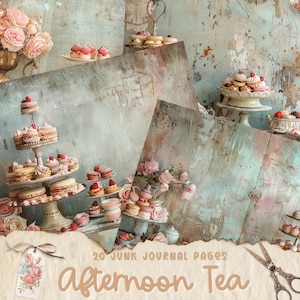 Afternoon Tea Junk Journal Printable Pages, High Tea Junk Journal Kit, Junk Journal Paper, Vintage Ephemera, Shabby Chic, Scrapbook Supplies