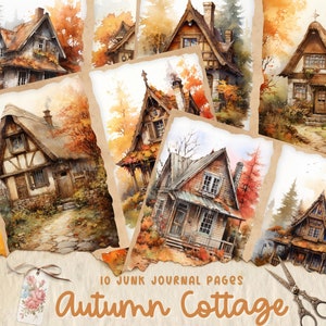 Autumn Vintage Cottage Junk Journal Paper, Vintage Junk Journal Kit, Rustic Cottage Junk Journal Digi Kit, Printable Digital Collage Sheet
