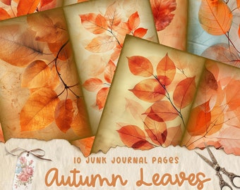 Autumn Junk Journal Pages, Digital Fall Scrapbook Paper, Printable Autumn Leaves Collage Sheet, Fall Leaf Junk Journal Kit, Autumn Ephemera