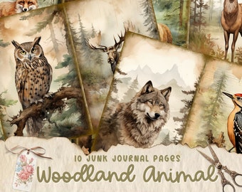 Spring Woodland Junk Journal Kit, Woodland, Animals, Nature, Junk Journal, Baby Woodland, Journal Pages, Collage papers, Digital Download