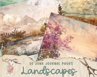 Landscape Junk Journal Kit, Junk Journal Printable Paper, Digital Collage Sheet, Vintage Junk Journal Pages, Digital Images for Scrapbooking