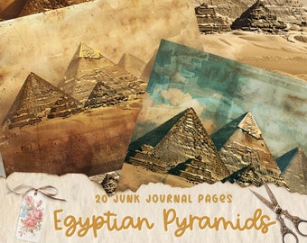 Egyptian Pyramid Junk Journal Pages, Ancient Egypt Printable Scrapbook Paper, Digi Collage Sheet, Vintage Ephemera Kit, Old Egyptian Pharaoh