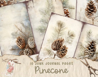 Pinecone Woodland Junk Journal Kit, Woodland, Animals, Nature, Junk Journal, Baby Woodland, Journal Pages, Collage papers, Digital Download