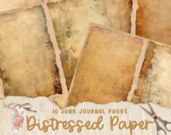 Distressed Paper Junk Journal Pages, Vintage Junk Journal Kit, Junk Journal Printable Paper, Digital Collage Sheet, Instant Download, Crafts