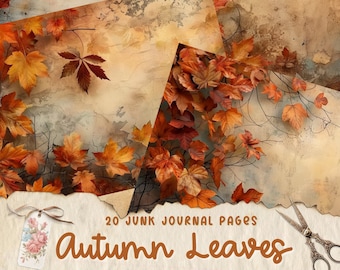 Autumn Junk Journal Pages, Digital Fall Scrapbook Paper, Printable Autumn Leaves Collage Sheet, Fall Leaf Junk Journal Kit, Autumn Ephemera