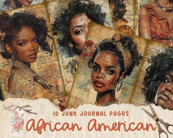 African American Junk Journal Pages Digital Scrapbook Paper Kit Vintage Ephemera Printable Paper Collage African American Junk Journal Kit