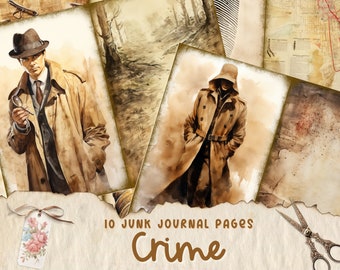Páginas de diario basura de crímenes, Diario basura de casos fríos, Kit de diario basura, Diario basura de detectives, Kit de álbum de recortes, Suministros de diario, Página de asesinato