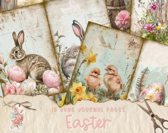 Easter Junk Journal Kit, Bunny Junk Journal, Rabbit, Journal Pages, Junk Journal, Rabbit Ephemera, Printable, Scrapbook, Download