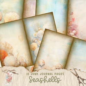 Küsten Junk Journal | Seaside Journal Seiten | Papiermodelle | Nautisches Digitales Papier | Scrapbook Papier | Basteln | Muschel | Seestern