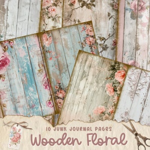 Wood Junk Journal Papier Scrapbook, Afdrukbaar papier, Junk Journal, Digitaal, Bloem, Woodsy Wedding, Gastenboek, Shabby Chic, Ephemera
