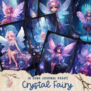 Crystal Fairy Junk Journal Kit, Autumn Fairy Junk Journal Kit, Fantasy Fairy Collage Printables, Digital Fairy Kit, Fairy Seasons Collection